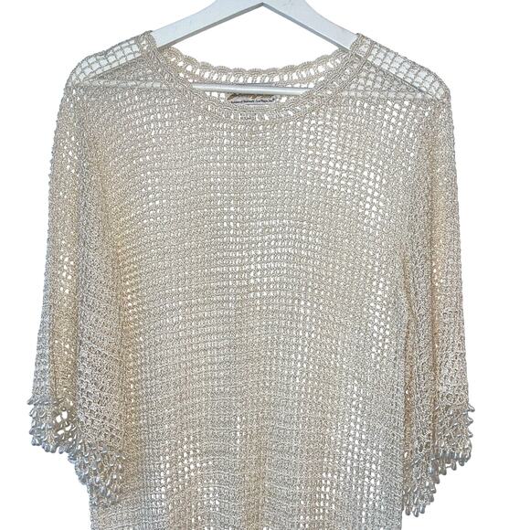 Womens Crochet Tunic Top Small Mesh Elegant Cruise Vacation Cover Up Holiday - Picture 2 of 8